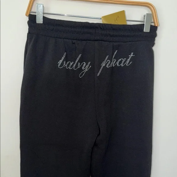 Baby Phat Black Rhinestone Logo Jogger Pants - Picture 1 of 8